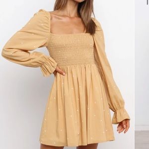 Yellow petal and pup dress